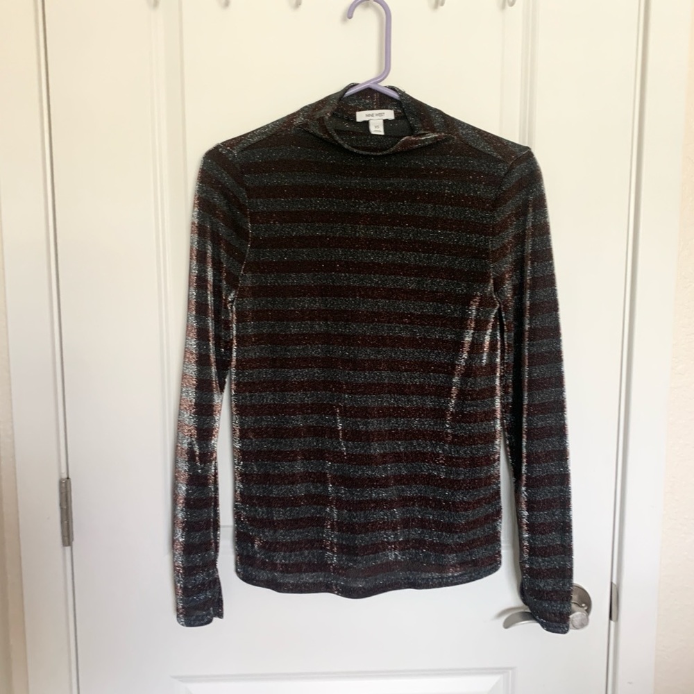 Nine West Glittery Mock Neck Top